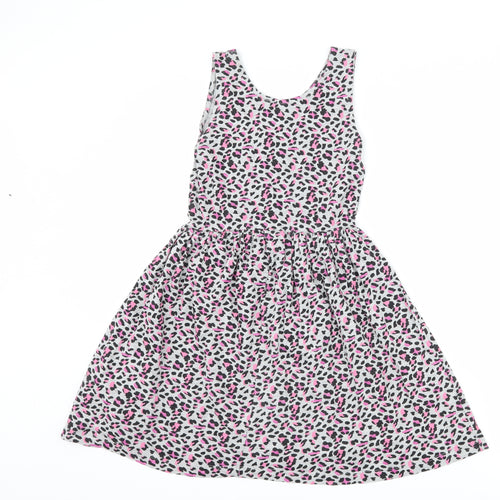 Primark Girls Grey Animal Print  Tank Dress  Size 9-10 Years