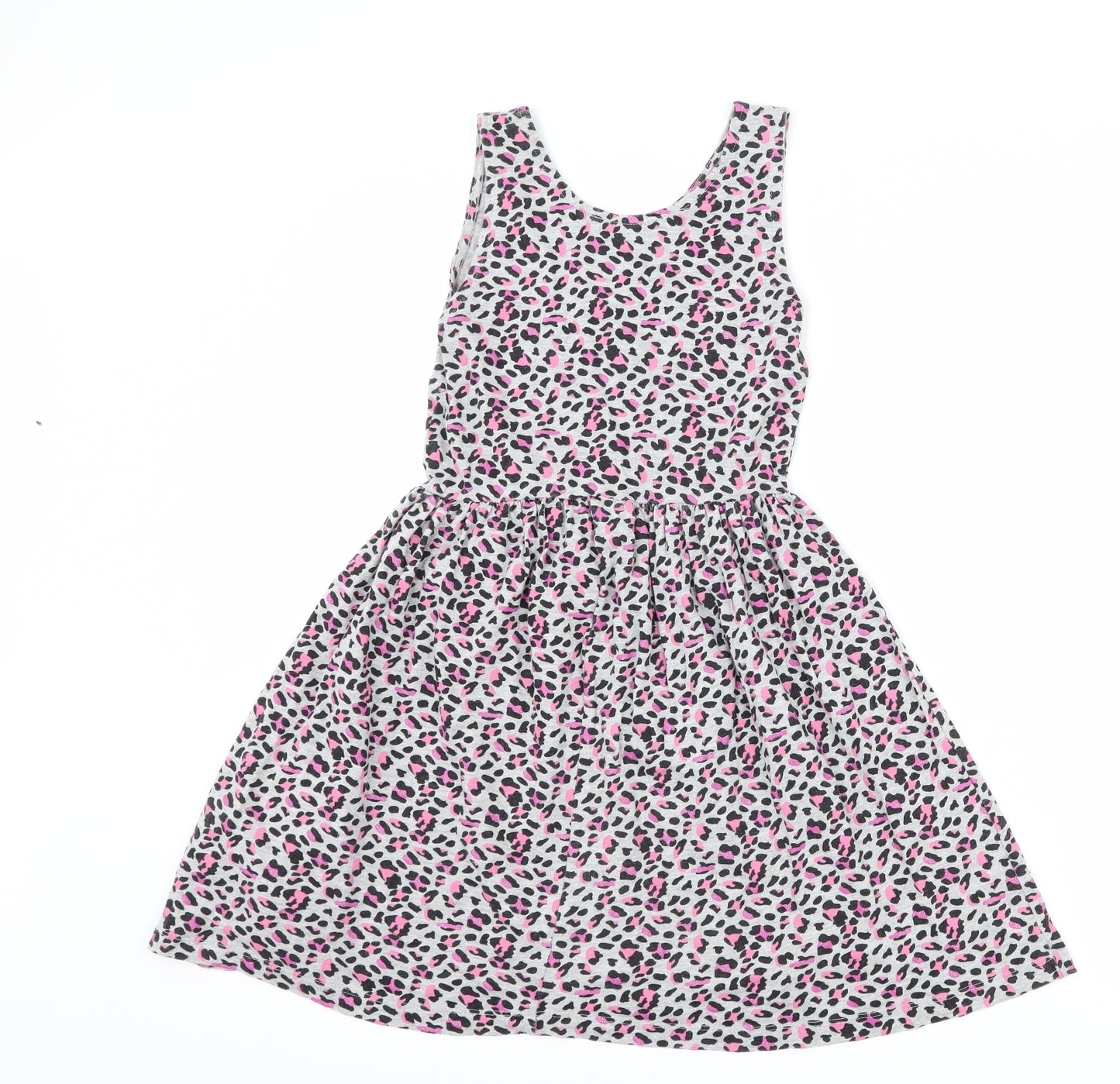 Primark Girls Grey Animal Print  Tank Dress  Size 9-10 Years