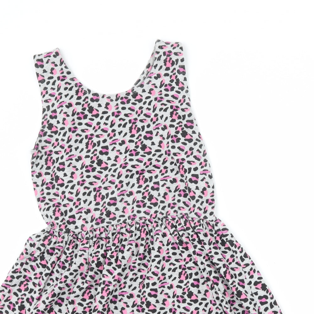 Primark Girls Grey Animal Print  Tank Dress  Size 9-10 Years