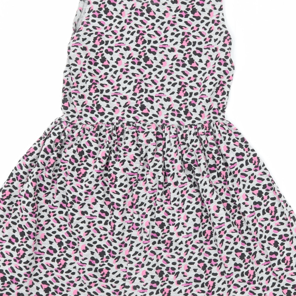 Primark Girls Grey Animal Print  Tank Dress  Size 9-10 Years