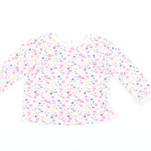 George Girls White Floral  Basic T-Shirt Size 3-6 Months