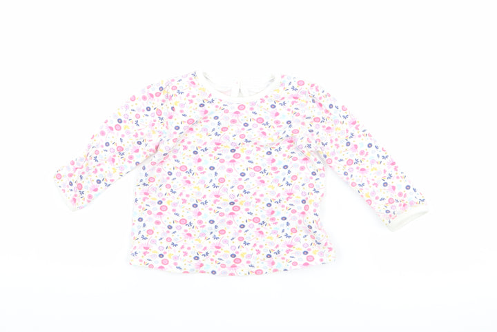 George Girls White Floral Basic T-Shirt Size 3-6 Months