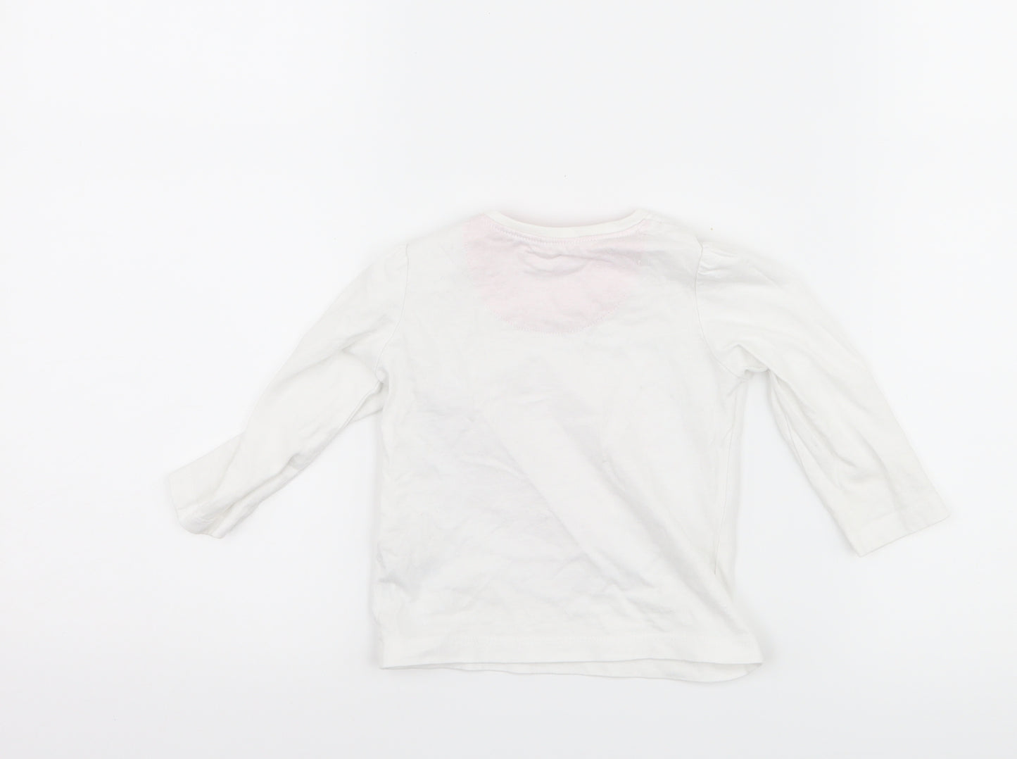 Mothercare Girls White   Basic T-Shirt Size 6-9 Months  - Love heart