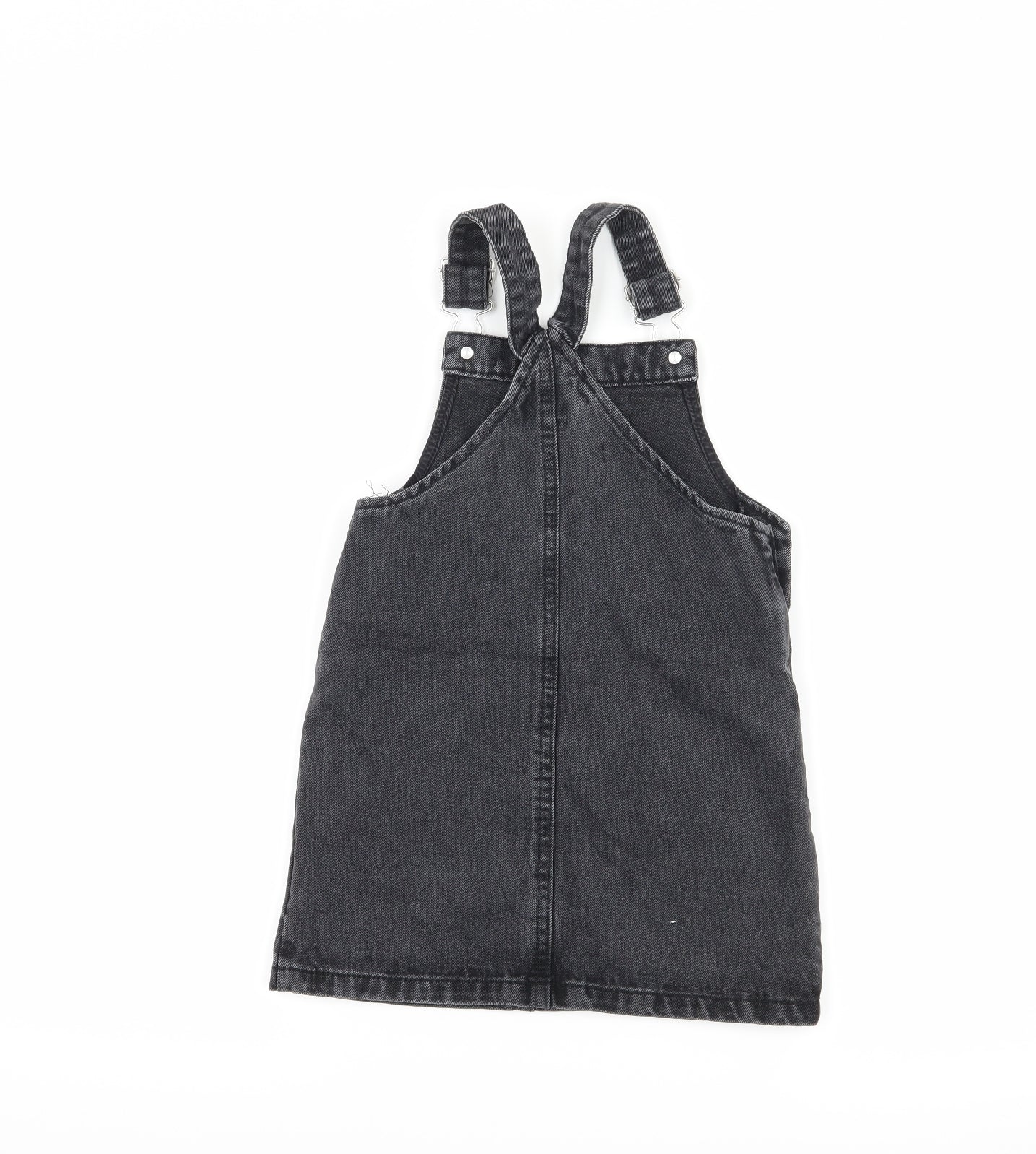 denim co Girls Grey Floral Denim Pinafore/Dungaree Dress  Size 4-5 Years