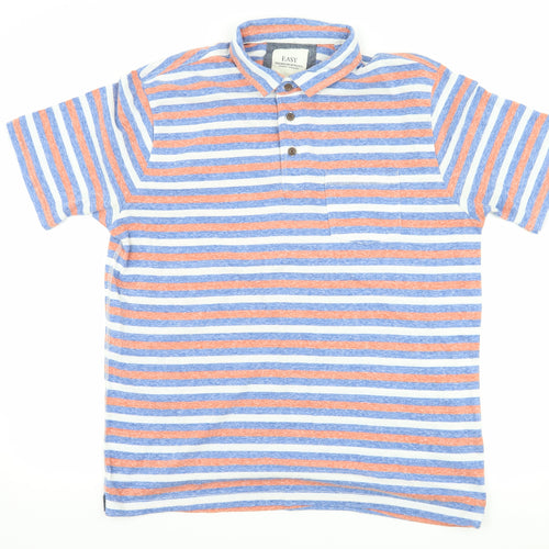 Matalan Mens Blue Striped   Polo Size L
