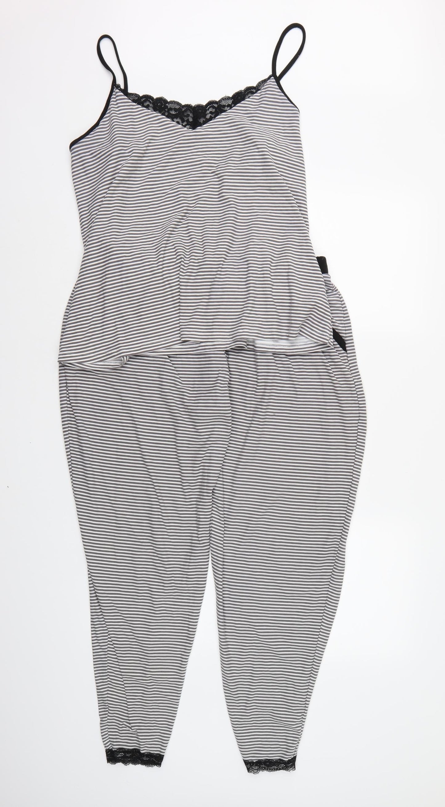 Love to Lounge Womens Grey Striped   Pyjama Set Size 14
