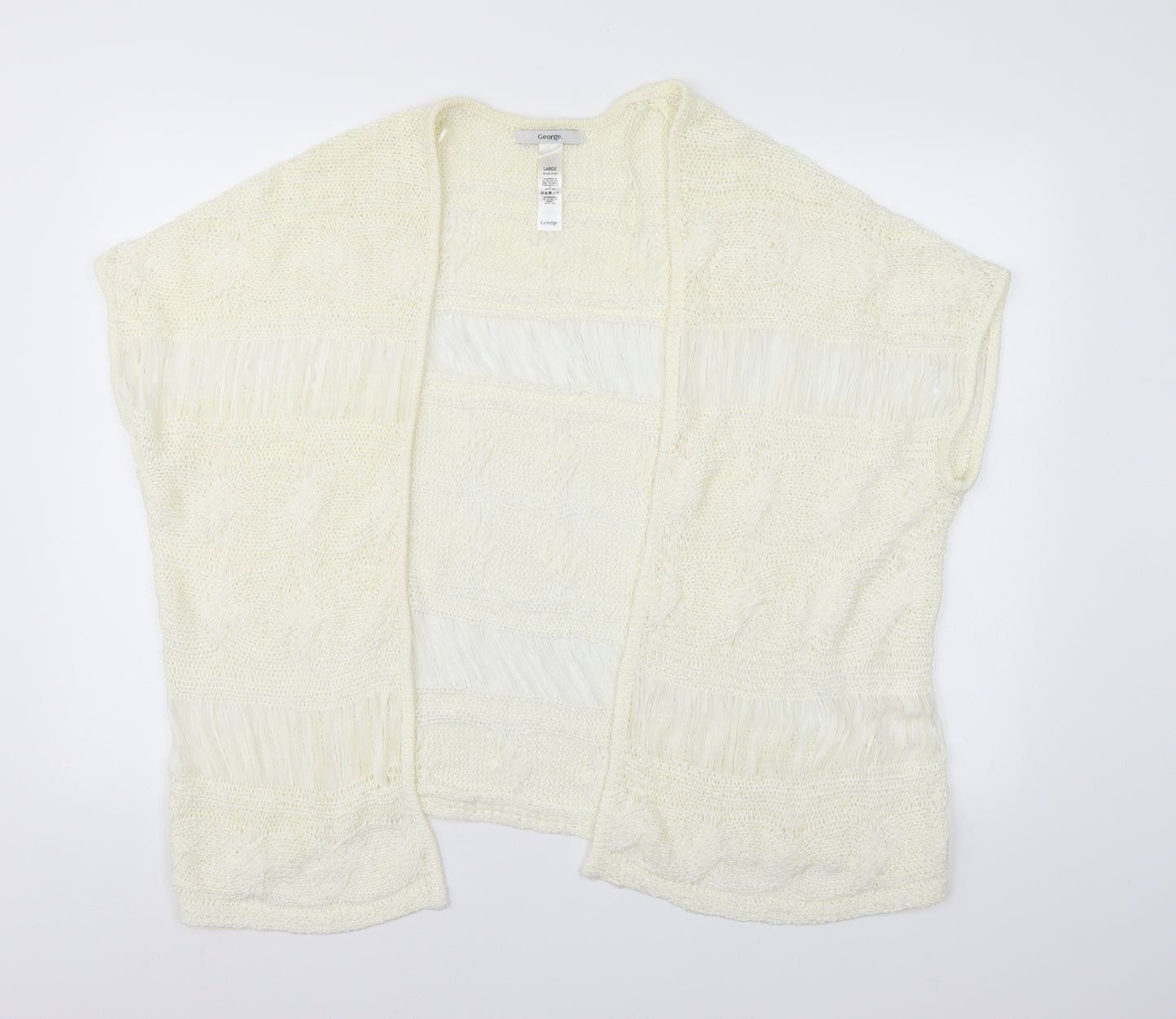 George Womens White  Knit Cardigan Jumper Size L