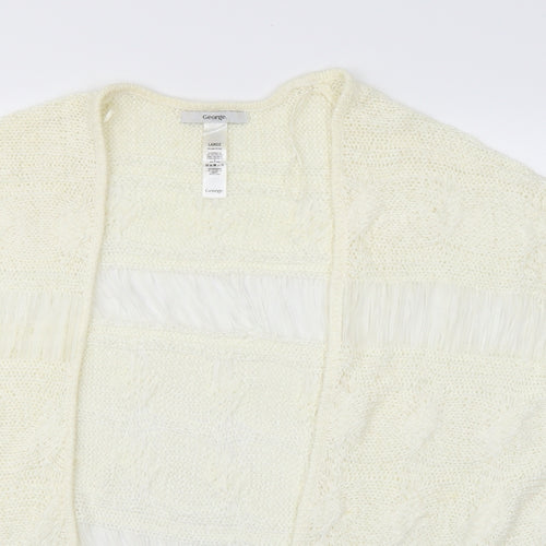 George Womens White  Knit Cardigan Jumper Size L