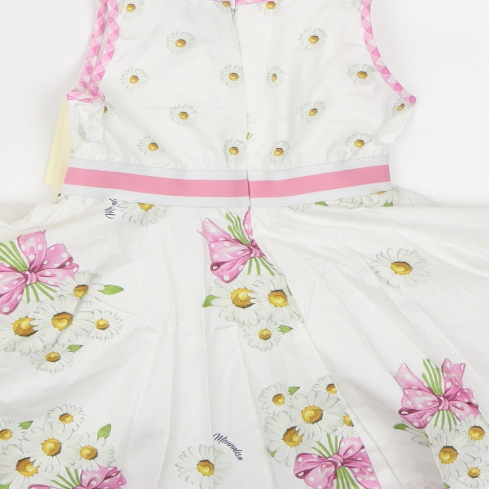 Monnalisa Girls White Floral  Tutu Dress  Size 12 Months