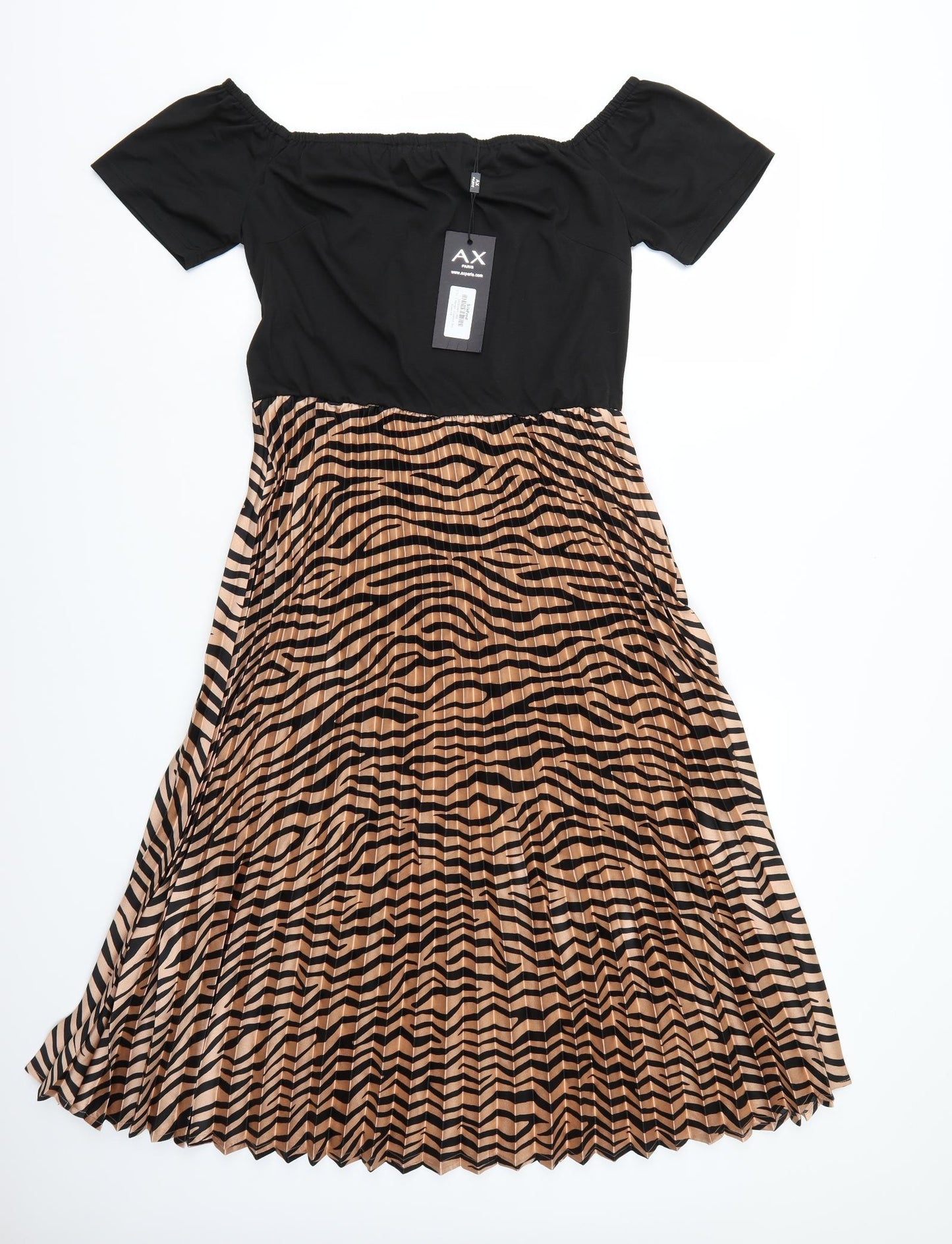AX Paris Womens Black Animal Print  Skater Dress  Size 16