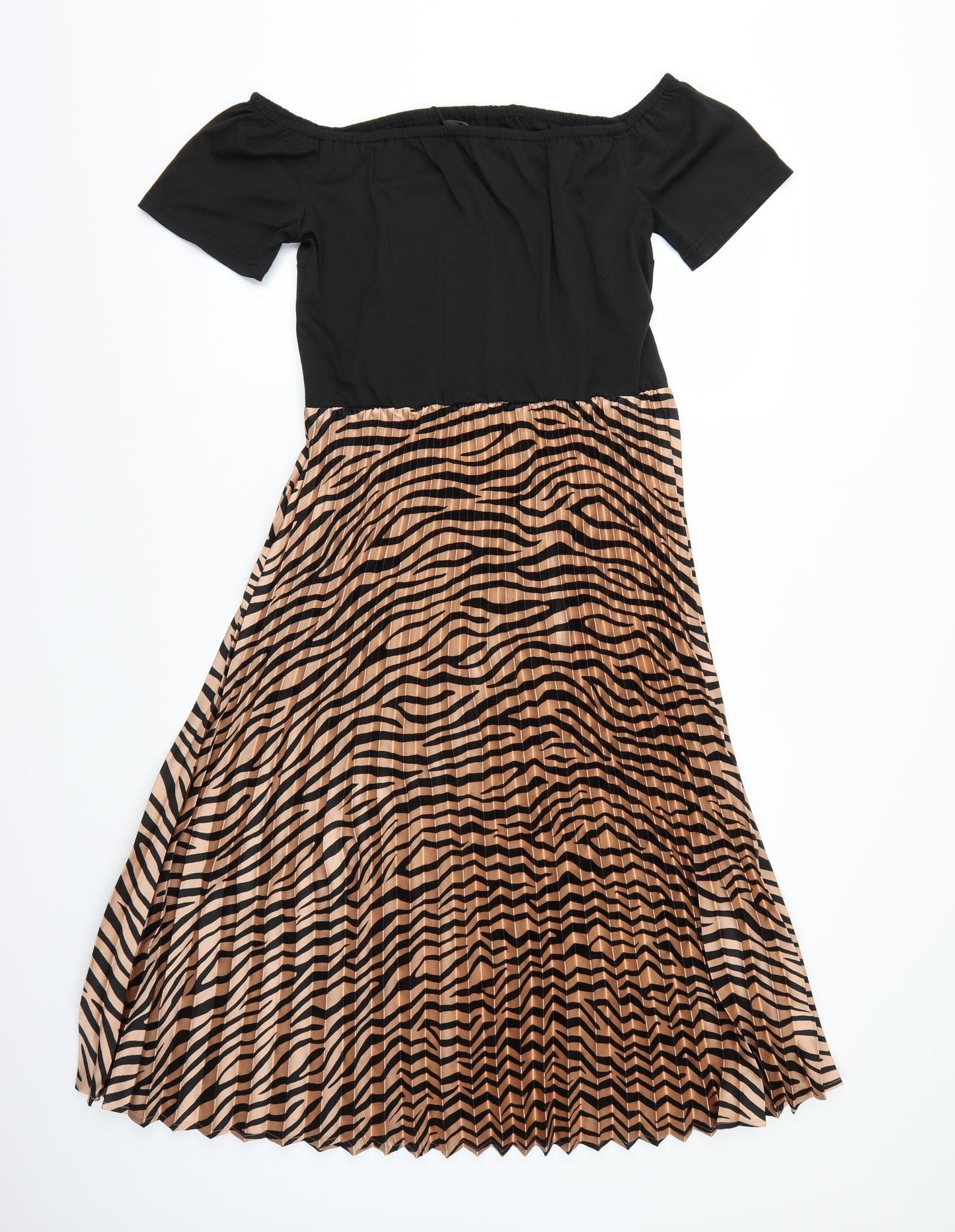 AX Paris Womens Black Animal Print  Skater Dress  Size 16