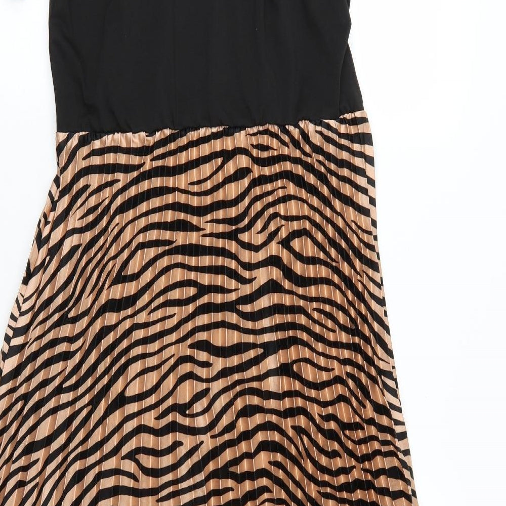 AX Paris Womens Black Animal Print  Skater Dress  Size 16