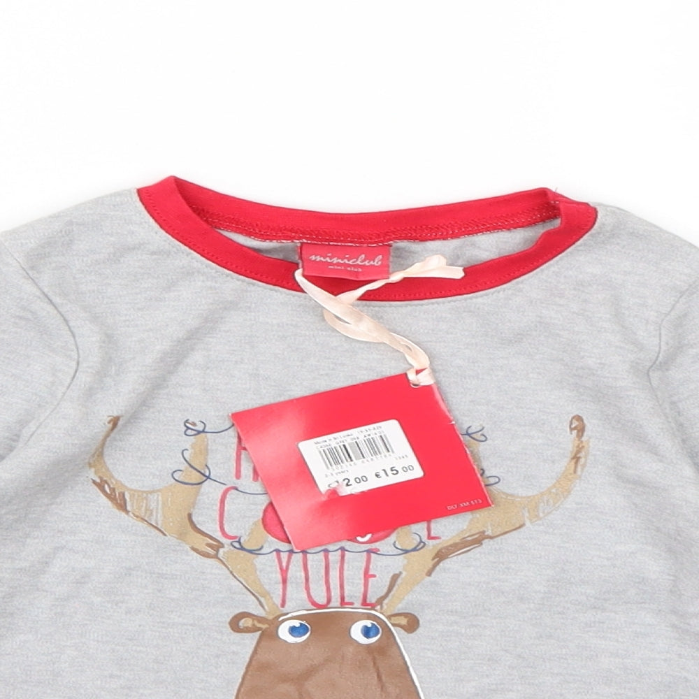 Mini Club Boys Grey   Basic T-Shirt Size 2-3 Years  - Reindeer Christmas