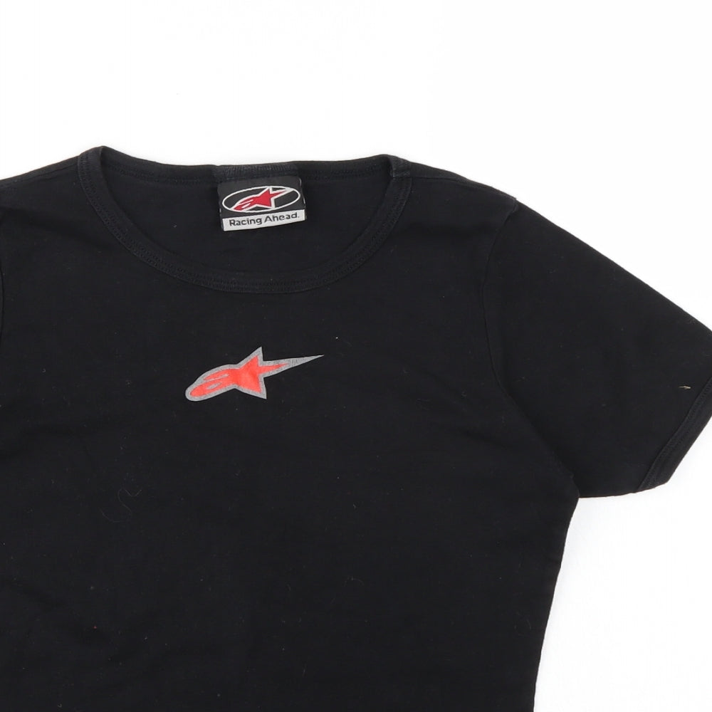 Racing Ahead Womens Black   Cropped T-Shirt Size L