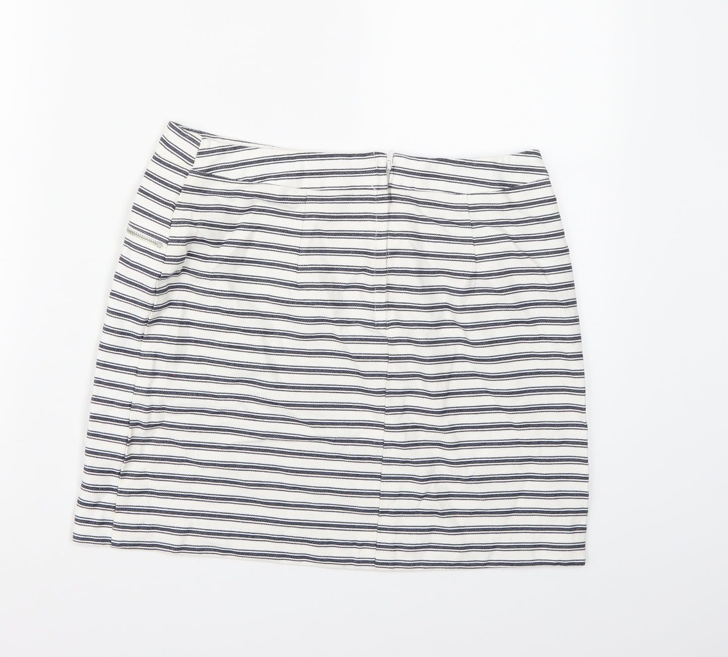 New Look Womens White Striped  A-Line Skirt Size 10