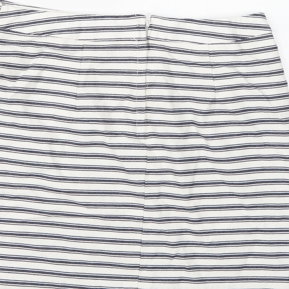 New Look Womens White Striped  A-Line Skirt Size 10