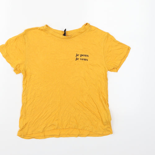 Divided by H&M Womens Yellow   Cropped T-Shirt Size XS