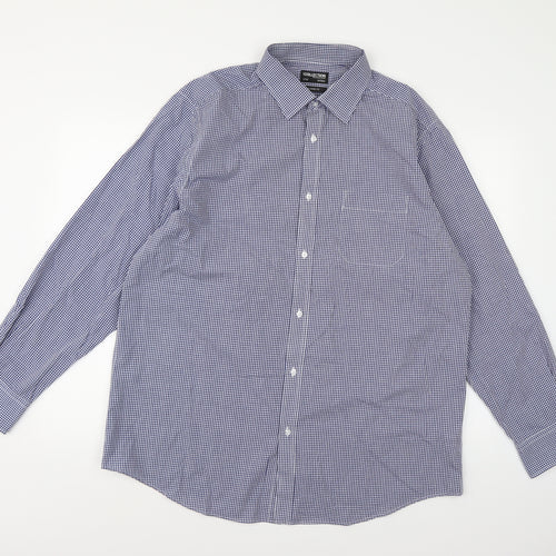 Debenhams Mens Blue Check   Button-Up Size 17.5