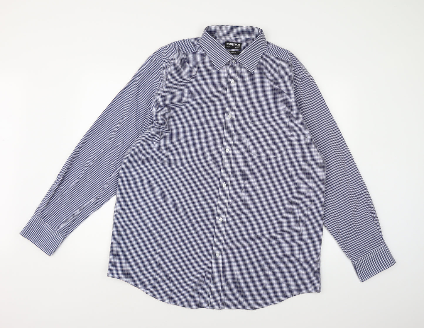 Debenhams Mens Blue Check   Button-Up Size 17.5