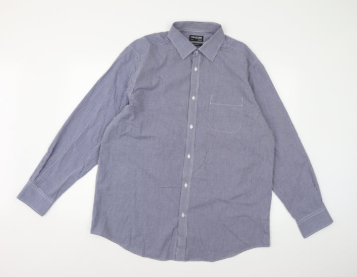 Debenhams Mens Blue Check   Button-Up Size 17.5