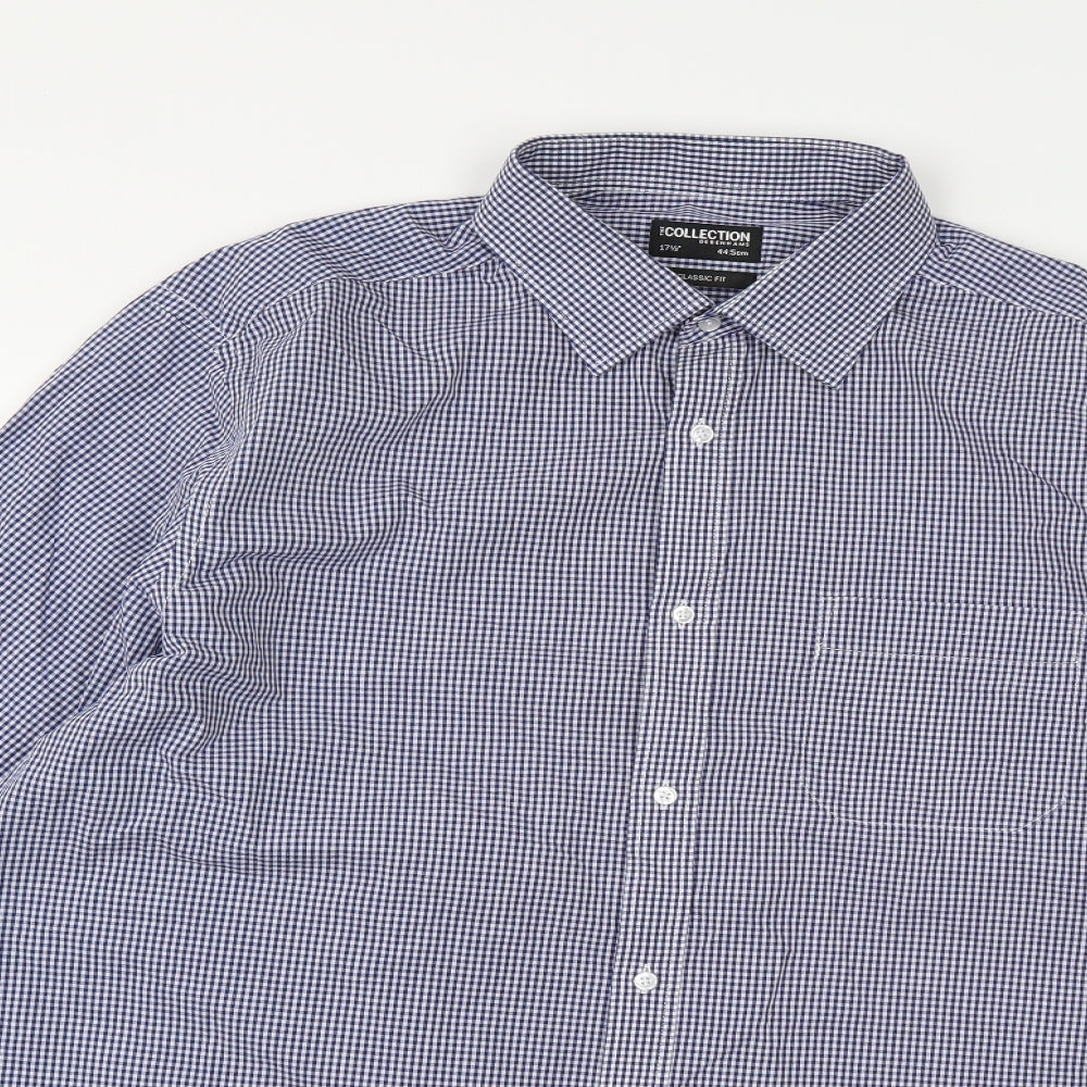 Debenhams Mens Blue Check   Button-Up Size 17.5