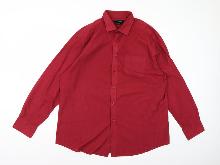 Debenhams Mens Red    Button-Up Size 17.5