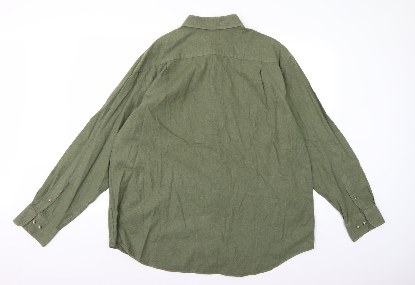 Marks and Spencer Mens Green    Button-Up Size 17.5