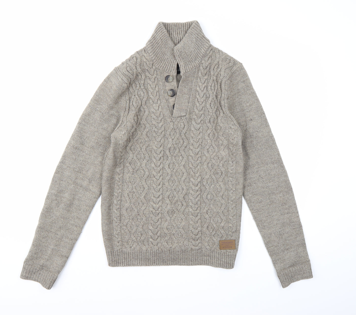 Threadbare Mens Brown  Knit Cardigan Jumper Size S