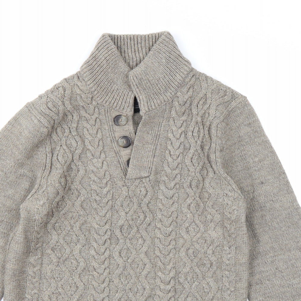 Threadbare Mens Brown  Knit Cardigan Jumper Size S