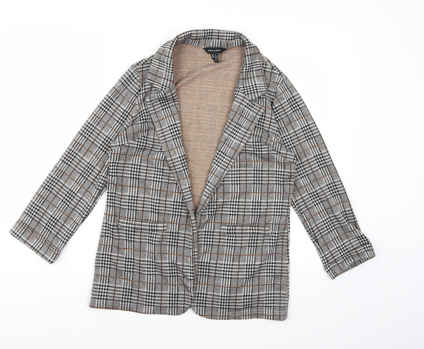 New Look Womens Grey Check  Jacket Blazer Size 8