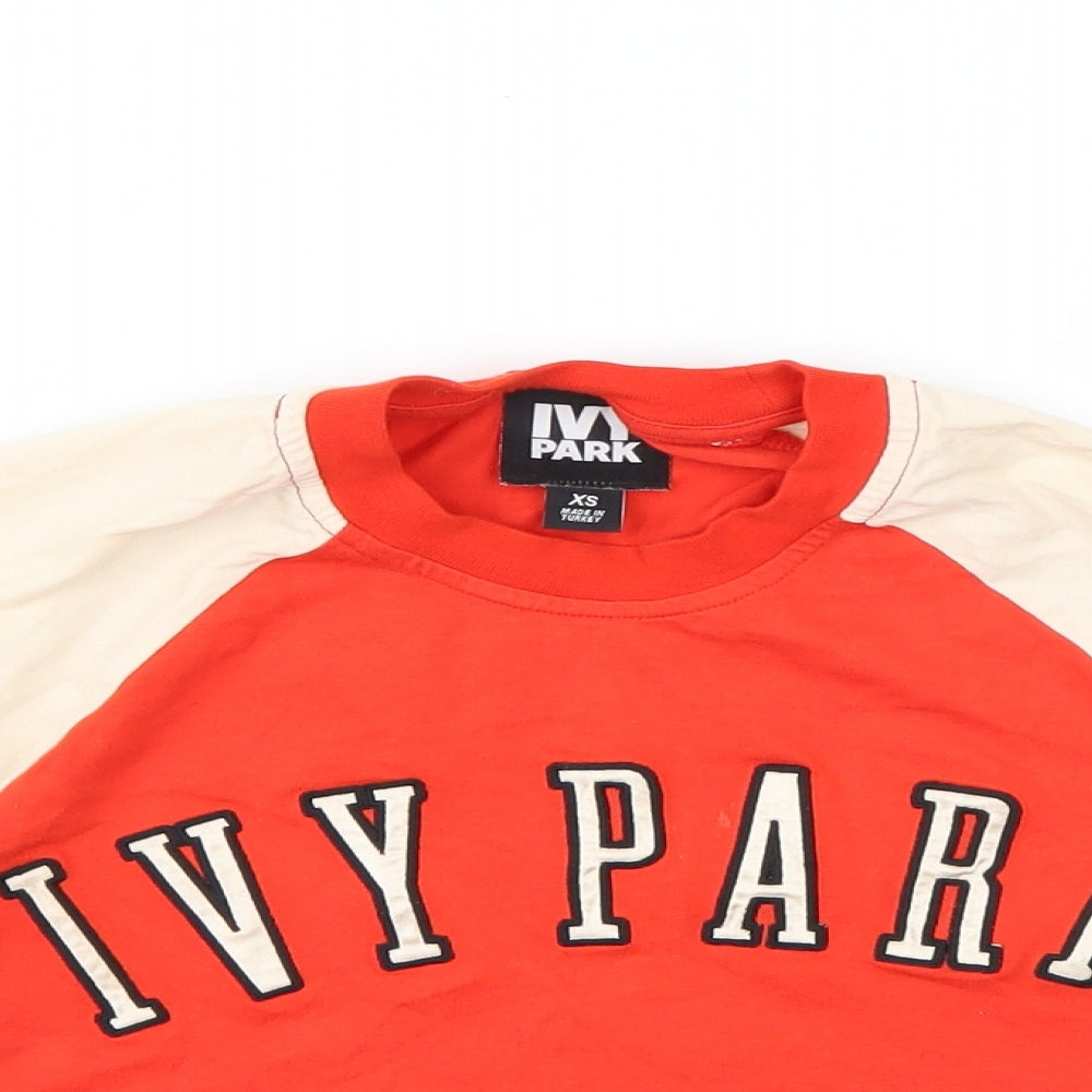IVY PARK Womens Red   Cropped T-Shirt Size XS