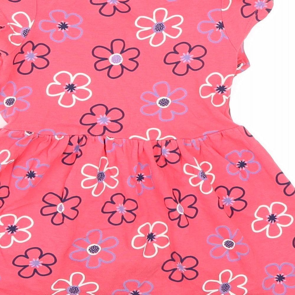George Girls Pink Floral  T-Shirt Dress  Size 12-18 Months