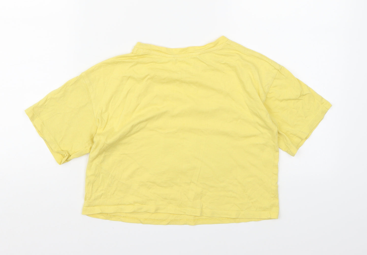 H&M Girls Yellow   Cropped T-Shirt Size 9 Years
