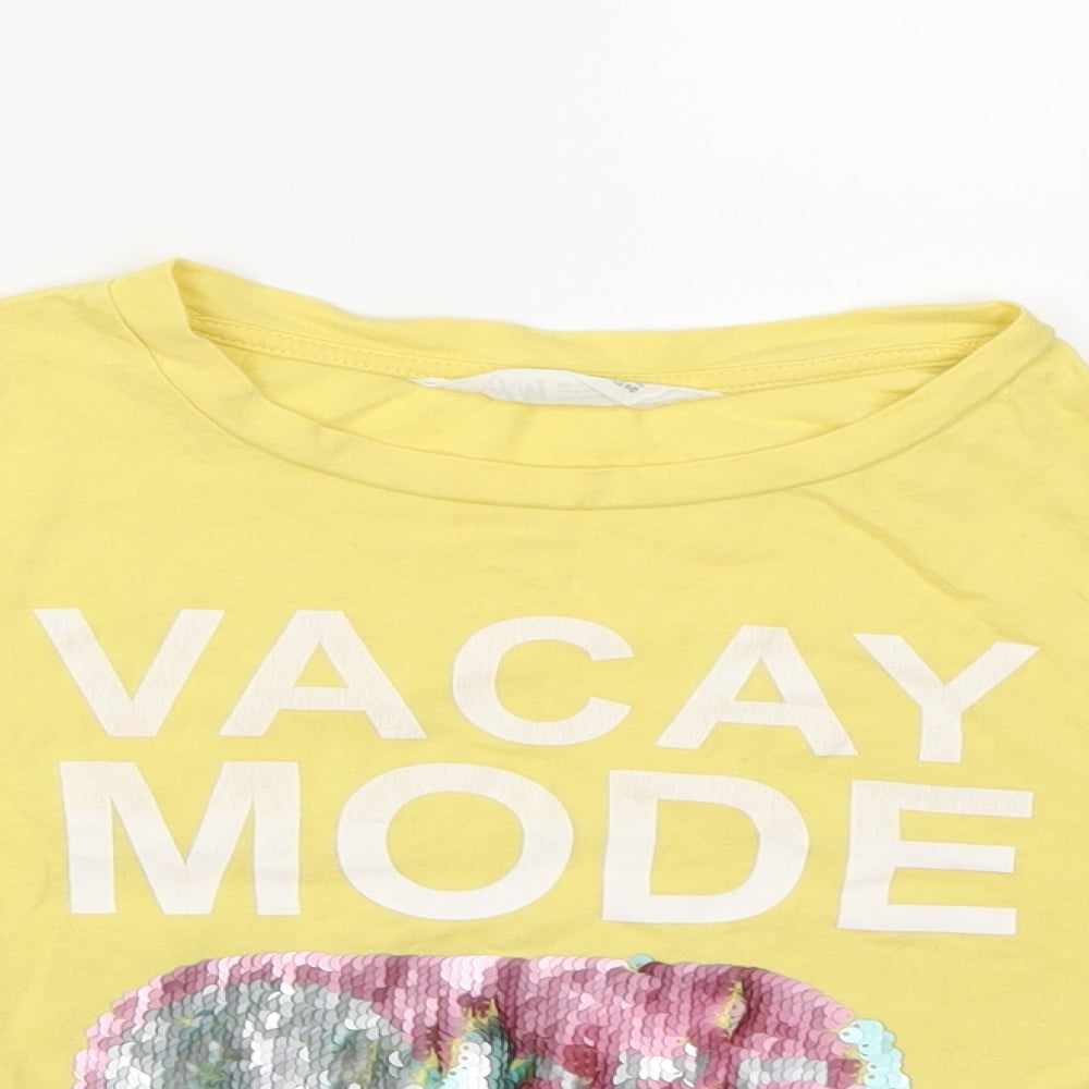 H&M Girls Yellow   Cropped T-Shirt Size 9 Years