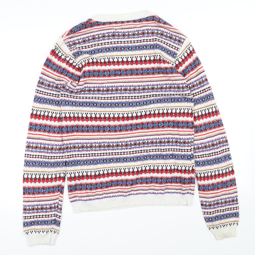 Topman Mens White Striped  Pullover Jumper Size S