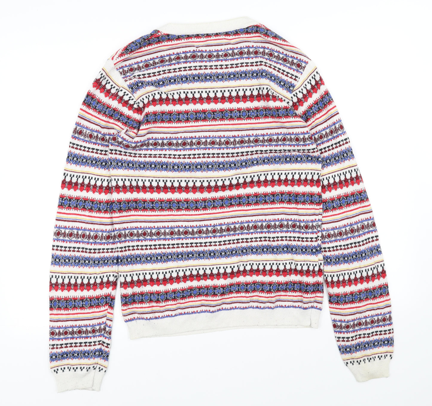 Topman Mens White Striped  Pullover Jumper Size S