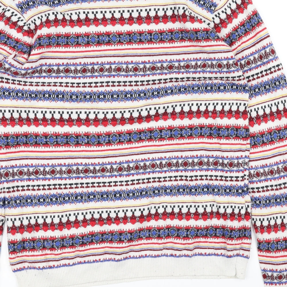 Topman Mens White Striped  Pullover Jumper Size S