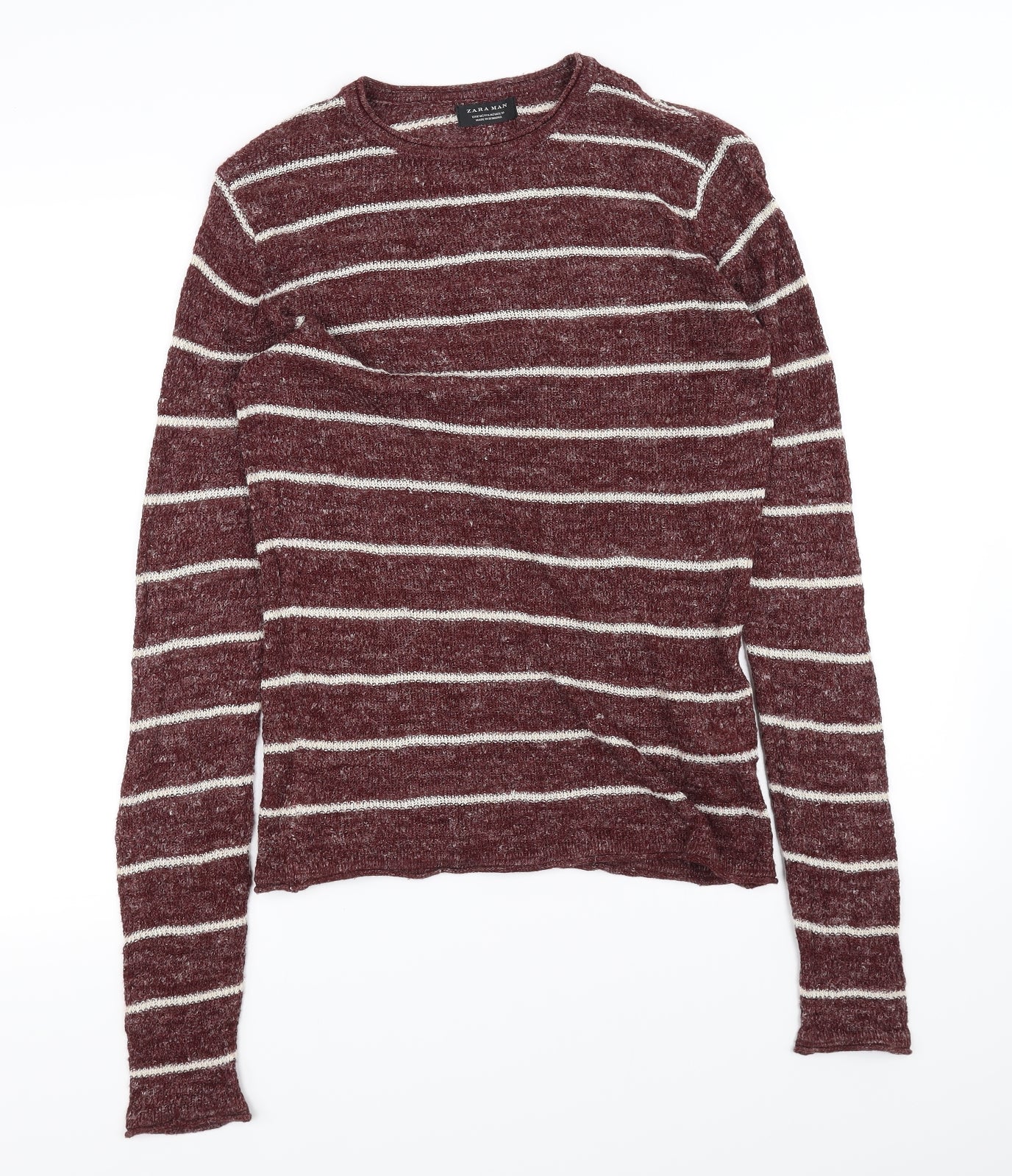Zara Mens Red Striped   T-Shirt Size M