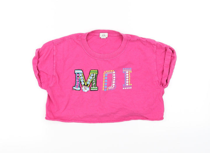 River Island Girls Pink   Cropped T-Shirt Size 5-6 Years