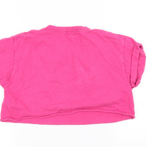 River Island Girls Pink   Cropped T-Shirt Size 5-6 Years