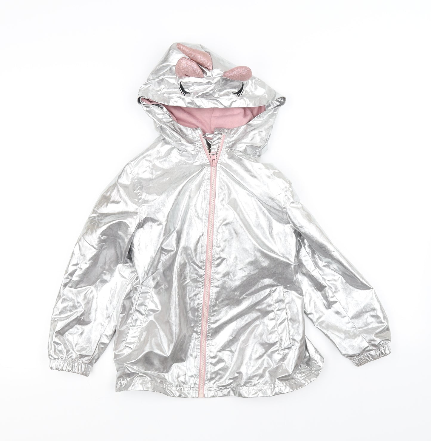 Primark Girls Silver Batik  Overcoat Coat Size 7-8 Years