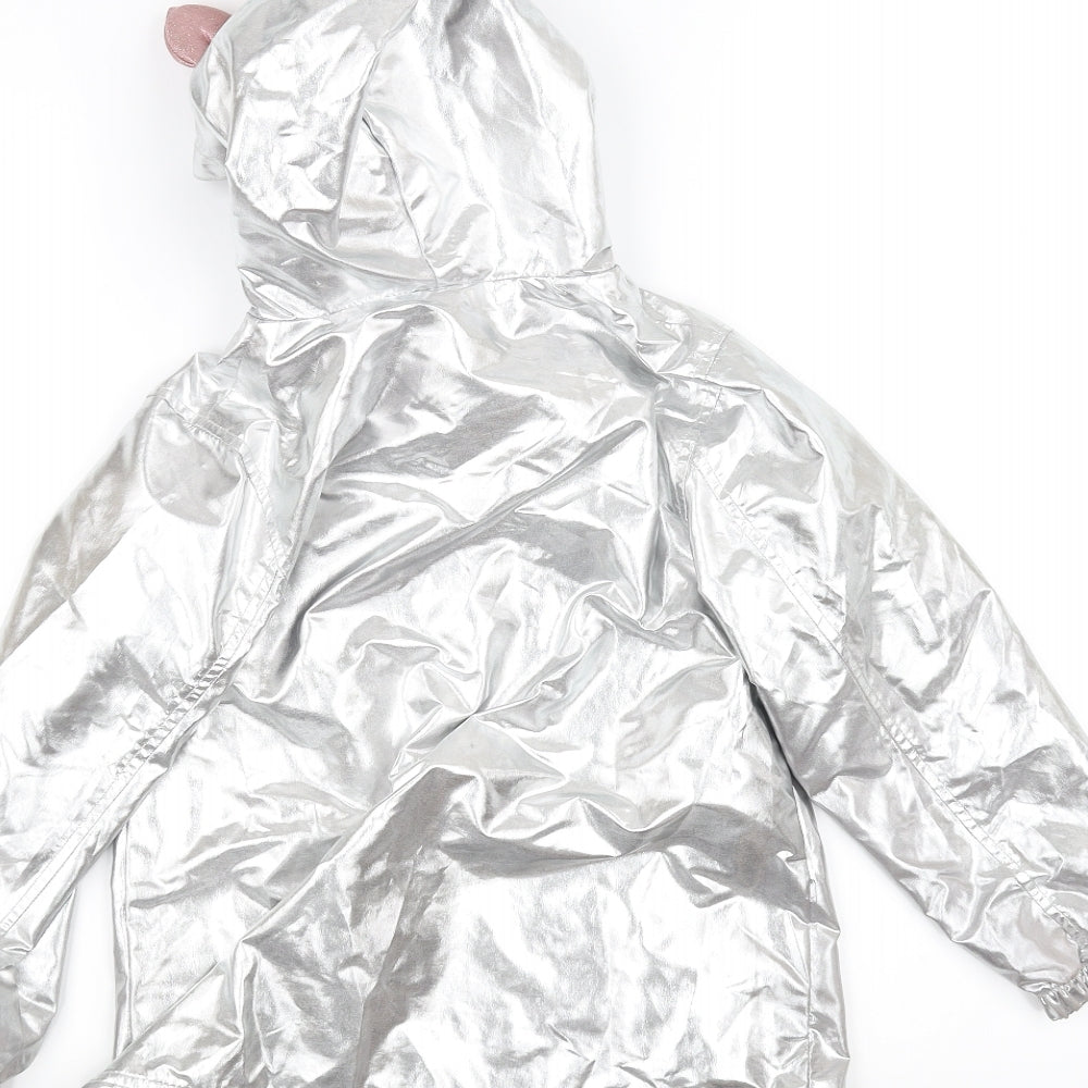 Primark Girls Silver Batik  Overcoat Coat Size 7-8 Years