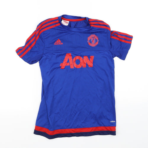 adidas Boys Blue   Basic T-Shirt Size 11-12 Years  - Manchester united Football Club