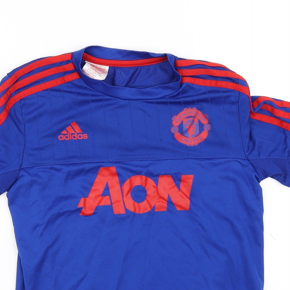 adidas Boys Blue   Basic T-Shirt Size 11-12 Years  - Manchester united Football Club