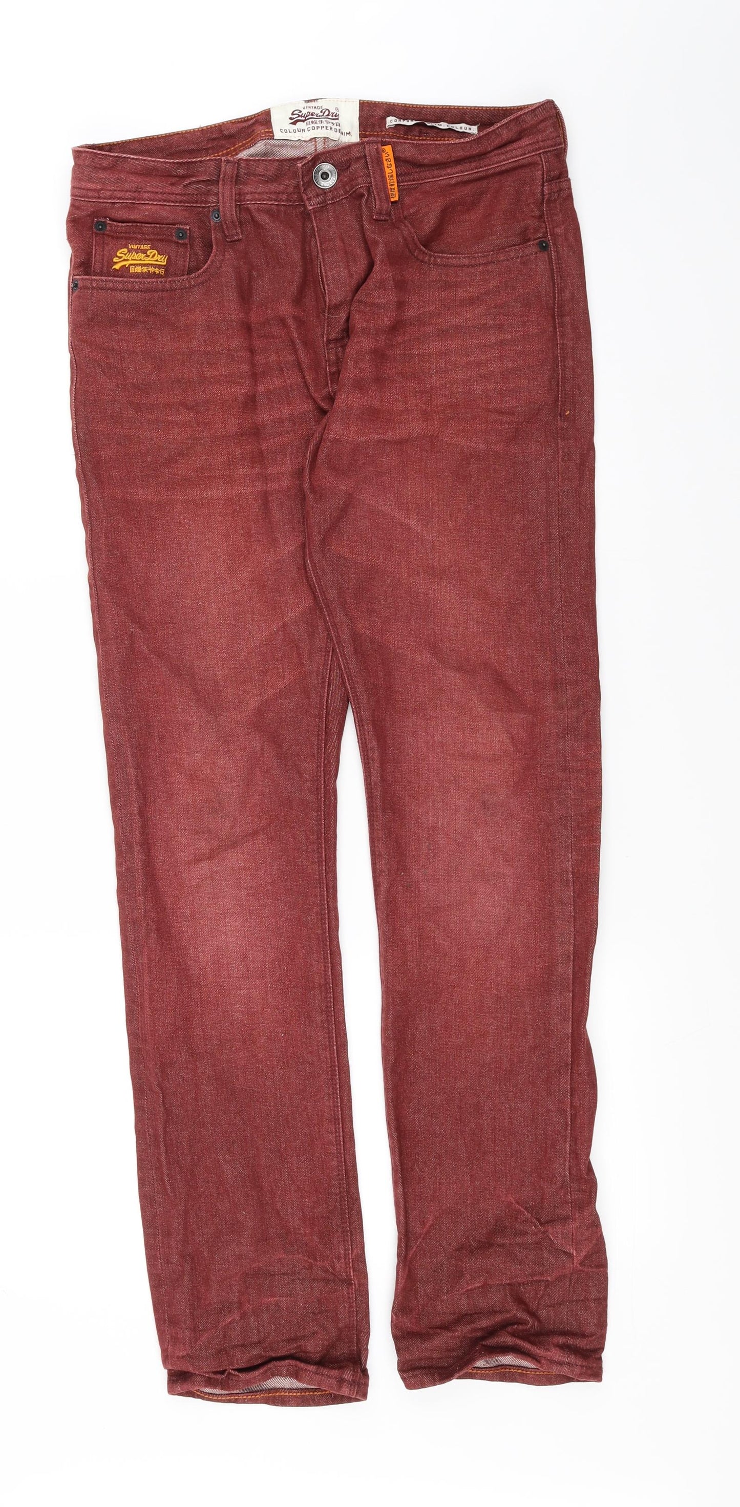 Superdry Mens Red   Straight Jeans Size 30 L30 in