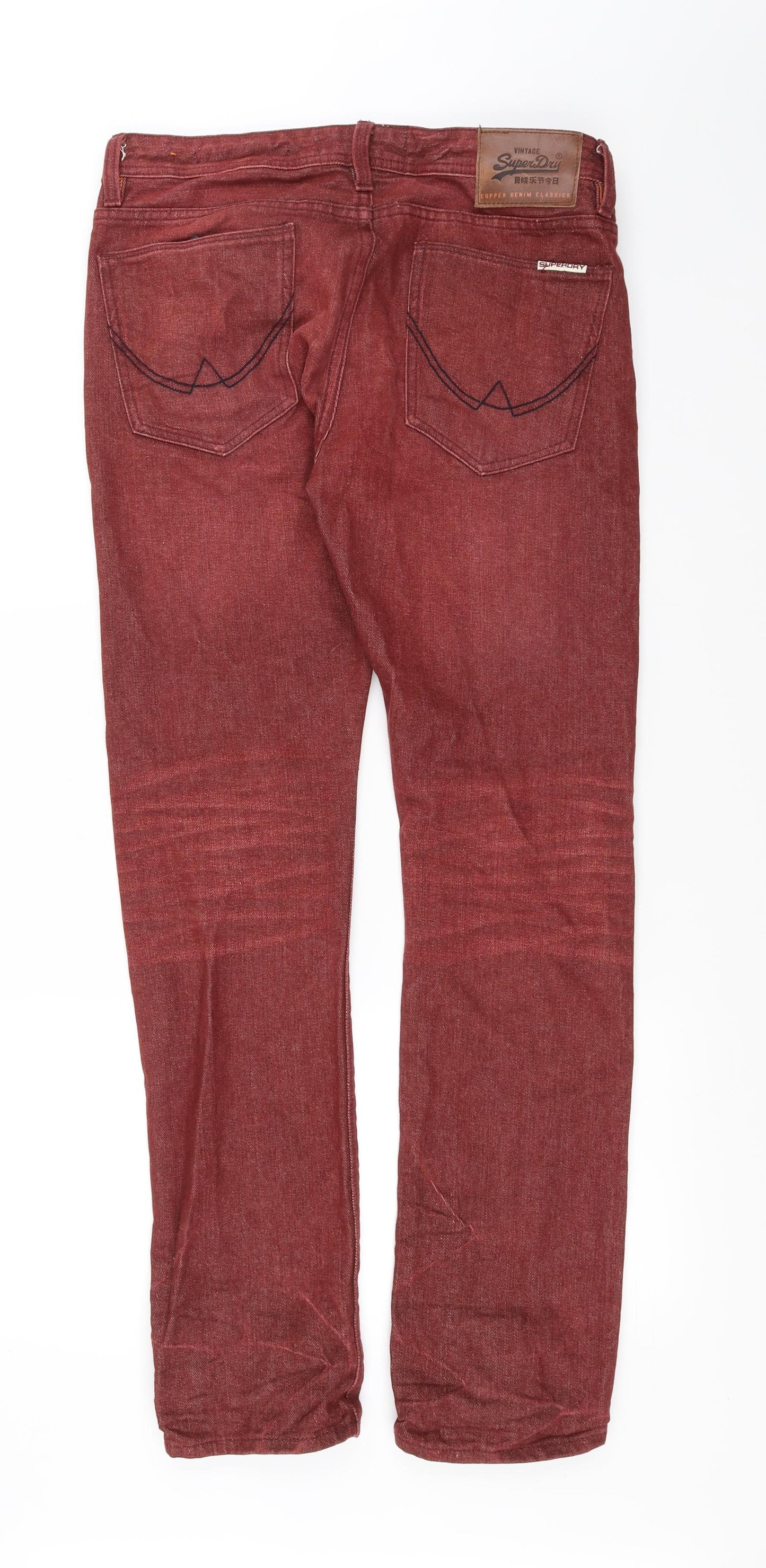 Superdry Mens Red   Straight Jeans Size 30 L30 in