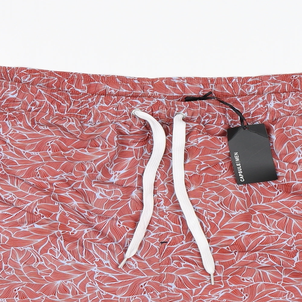 Capsule Mens Red Floral  Sweat Shorts Size 46 in - Swim Shorts