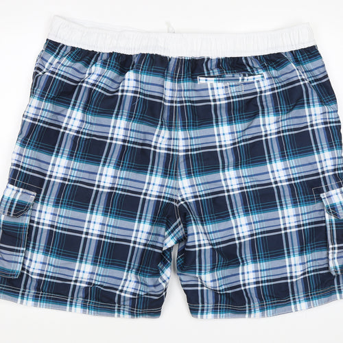 George Mens Blue Check  Sweat Shorts Size 2XL