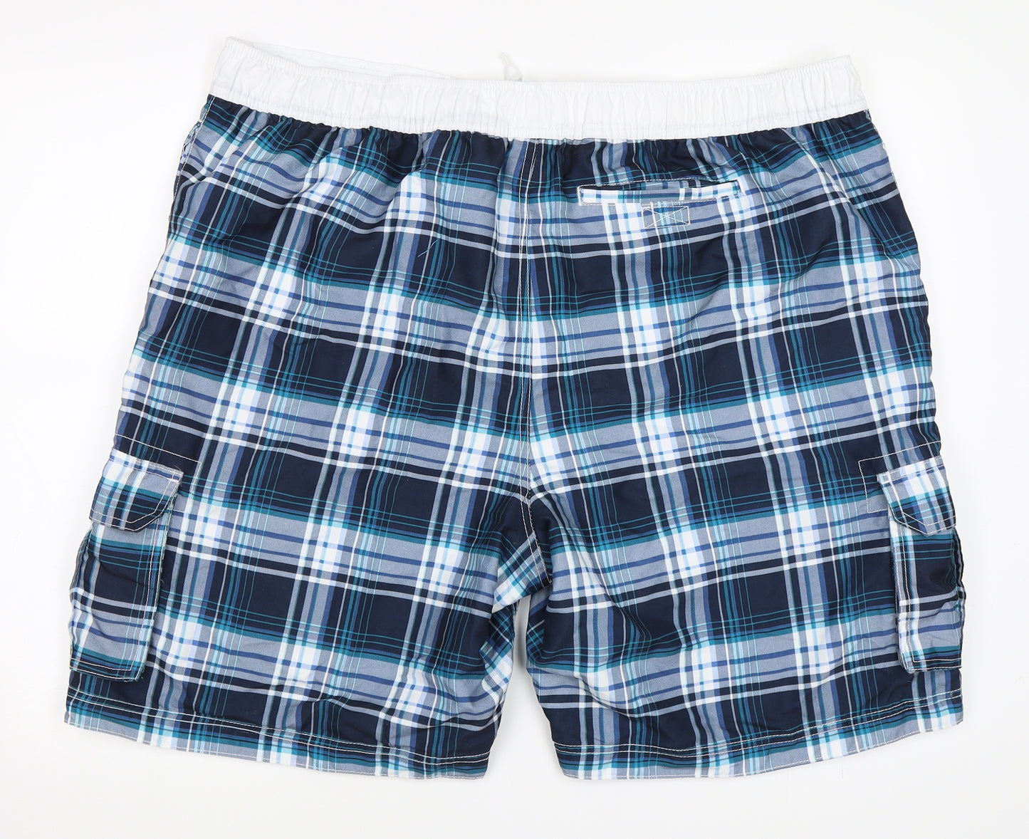 George Mens Blue Check  Sweat Shorts Size 2XL