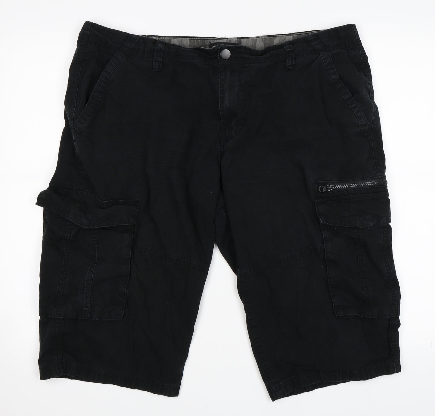 F&F Mens Black   Cargo Shorts Size 40